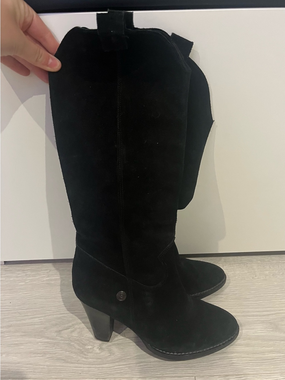 Black Suede Knee-High Women’s Boots